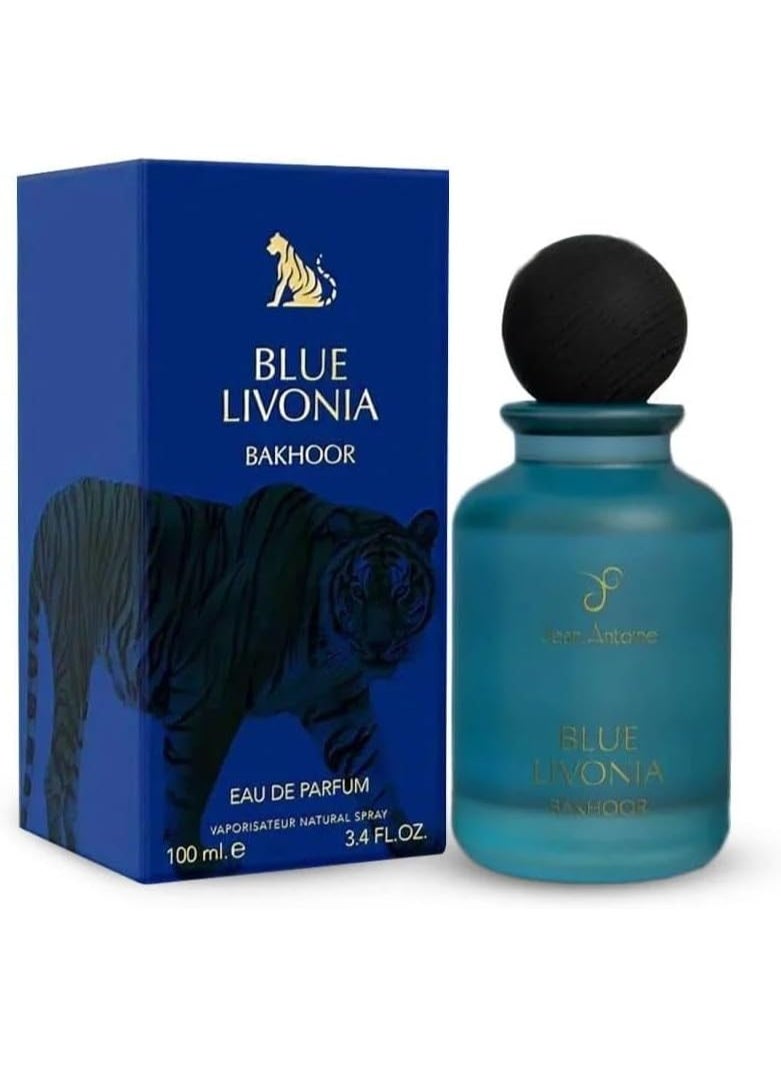 Jean Antoine Blue Livonia Bakhoor Eau de Parfum 100ml Unisex Luxury Oriental Woody Incense Perfume Long Lasting Oud Amber Musk Vanilla Floral Saffron Sandalwood Premium Fragrance Gift for Men and Women - Image 1